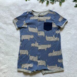 Carter's Baby Rhino Romper 18M | Blue Rhino Print One-Piece GUC